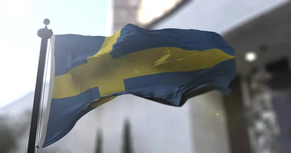 Svédország Nemzeti Lobogója Svéd Ország Lobogtat Zászlót Politika Hírek Illusztráció — Stock Fotó
