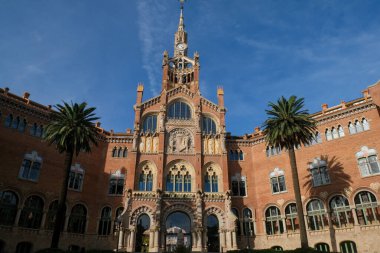 Barcelona, İspanya - 5 Kasım 2021: Recinte Modernista de Sant Pau, Illustrative Editorial.
