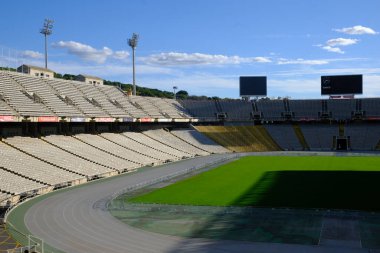 Barselona, İspanya - 5 Kasım 2021: Lluis Şirketleri Olimpiyat Stadyumu, İllüstrasyon Editörü.