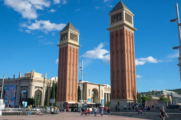 Барселона Іспанія Листопада 2021 Венеціанські Вежі Або Torres Venecianes Placa — стокове фото
