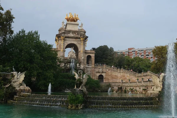 Cascada Del Parc Ciutadella Citadel Park Barceloně — Stock fotografie