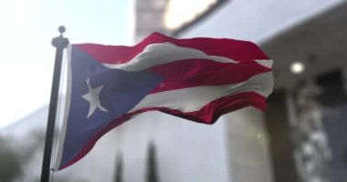 Porto Riko ulusal bayrağı. Porto Riko 'da bayrak sallıyor. Politika ve haber illüstrasyonu