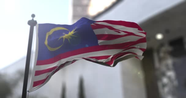 Malaysias nationella flagga. Malaysia land viftar flagga. Politik och nyheter illustration — Stockvideo