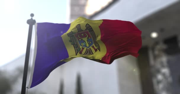 Moldavská národní vlajka. Moldavská země mává vlajkou. Politika a zpravodajství ilustrace — Stock video