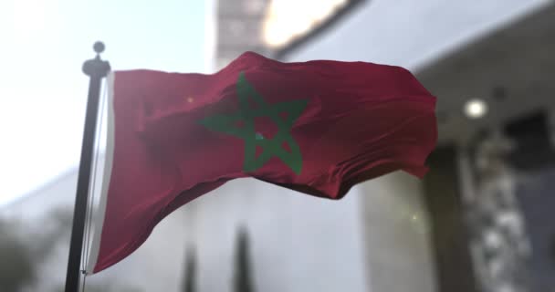 Εθνική σημαία Μαρόκου. Μαρόκο χώρα κυματίζει σημαία. Πολιτική και εικονογράφηση ειδήσεων — Αρχείο Βίντεο