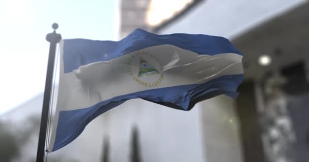 Bandiera nazionale del Nicaragua. Il paese del Nicaragua sventola bandiera. Politica e illustrazione di notizie — Video Stock