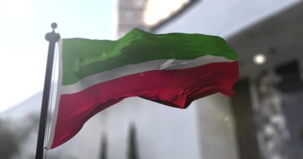 Tatár Nemzeti Zászló Tatár Ország Lobogtatja Zászlót Politika Hírek Illusztráció — Stock videók