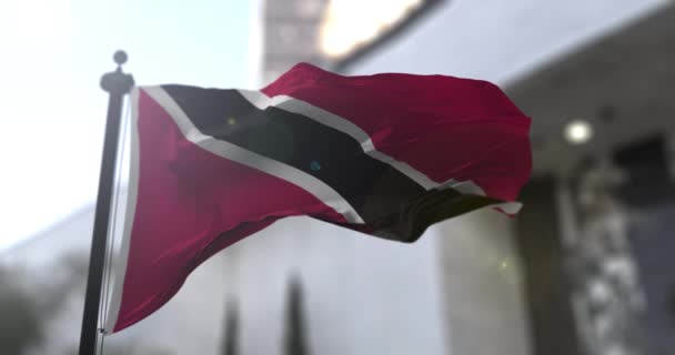 Trinidad Tobago Národní Vlajka Trinidad Tobago Mávají Vlajkou Politika Zpravodajství — Stock video