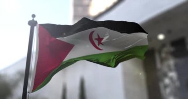 Batı Sahra ulusal bayrağı. Batı Sahra ülkesi bayrak sallıyor. Politika ve haber illüstrasyonu
