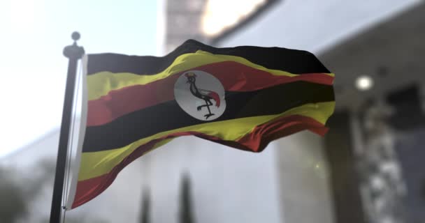 Ugandas Nationalflagge Uganda Land Schwenkt Flagge Politik Und Nachrichtenillustration — Stockvideo