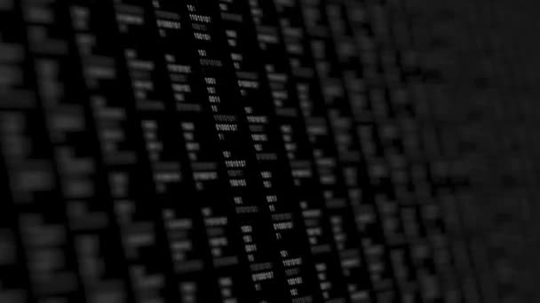 Двоичный Код Цифр Анимации Черном Фоне Наука Данных — стоковое видео