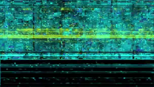 Blauwe Cyaan Digitale Glitch Beelden Glitch Transitie — Stockvideo