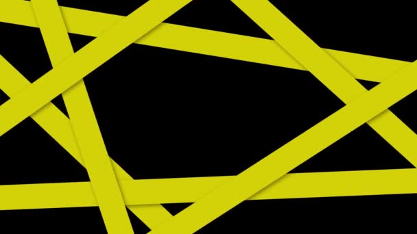 Полосы Жёлтыми Предупреждающими Линиями Расположены Чёрном Фоне Предупреждение Полиции Линия — стоковое видео
