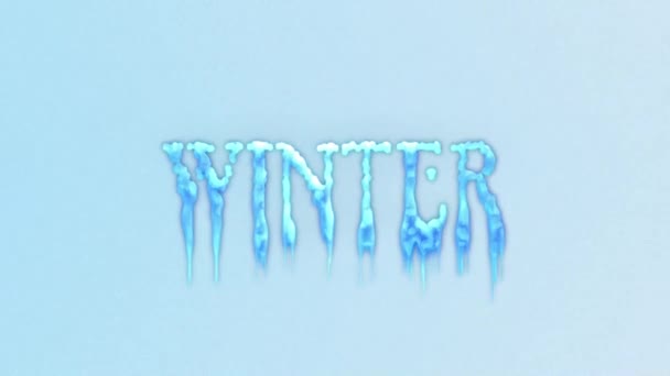 겨울은 배경에 눈으로 기록되어 내리는 애니메이션 텍스트 — 비디오