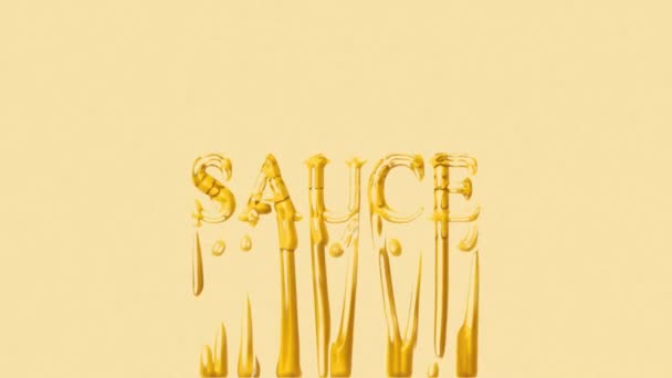 Inscription Sauce Cheese Yellow Background Written Sauce Food Font Animation — Stock Video