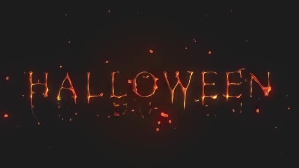 Slovo Halloween Ohnivého Písma Peklo Horký Text Animace Černém Pozadí — Stock video