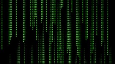 Rakamlar siyah ve yeşil arkaplan, ekranda hareket eden rakamlar, dijital çağ kavramı. HUD arayüzü, veri kodu, şifreleme ve kodlama, matris arkaplanı.