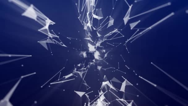 多边形粒子和线条几何形状抽象背景 蓝色布局 — 图库视频影像