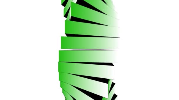 Groene Toren Draait Jenga Toren Witte Achtergrond Animatie Ter Illustratie — Stockvideo