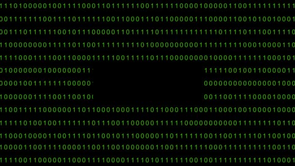 バイナリコードコピースペースを持つ緑の数字の背景アニメーション ハッキングまたはプログラミング — ストック動画