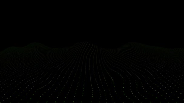 Green Dots Background Wavy Animation Copy Space Technology Virtual Reality — Stock Video