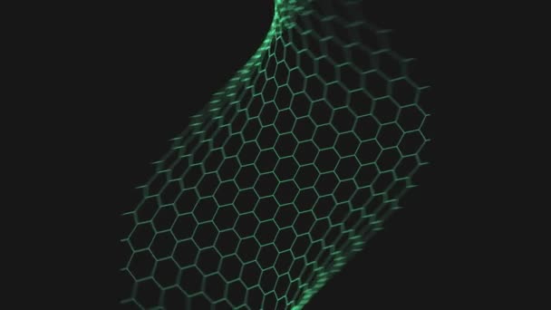 Spiral Green Grid Spinning Abstract Geometric Background — Stock Video