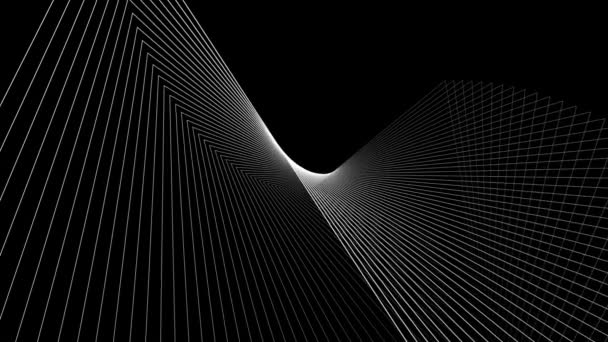 Black White Abstract Geometric Background White Wavy Lines — Stock Video