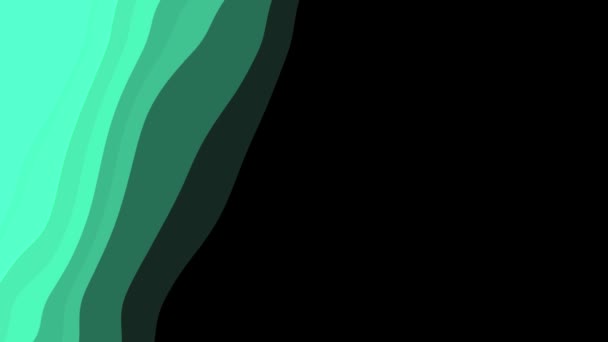 Cyanblau gewellte Banner mit Kopierraum. Schwarzer Hintergrund. Kurvige Formgebung — Stockvideo