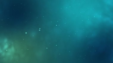 Hava parçacıkları uçar. Arka planda parıltı var. Parlak bulanık arka plan örtüsü. Işık parçacığı, mavi yerleşim