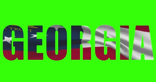 Georgia Nombre Del Estado Animación Pantalla Verde Bandera Del Estado — Vídeo de stock
