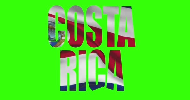 코스타리카 국가는 깃발을 흔들며 애니메이션을 흔들며 메시지를 크로마의 — 비디오