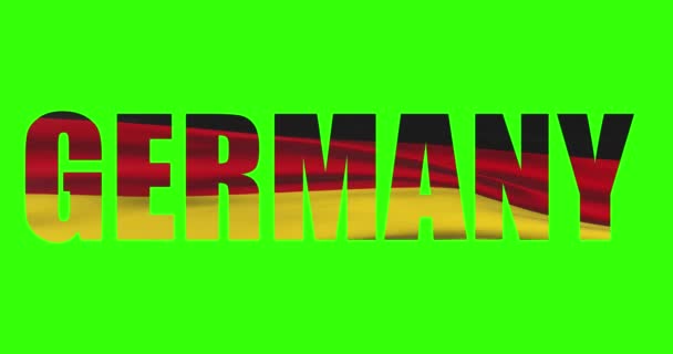 Alemania País Texto Palabra Con Letras Bandera Ondeando Animación Pantalla — Vídeos de Stock