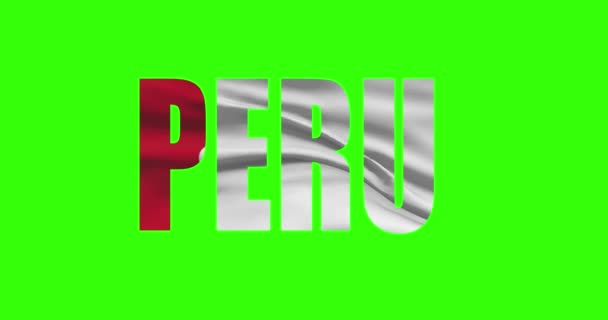 Pérou Pays Lettrage Texte Mot Avec Drapeau Agitant Animation Sur — Video