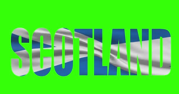 Skoçya Ülkesi Yeşil Ekran Bayrak Hareketleriyle Kelime Metni Yazıyor Krom — Stok video