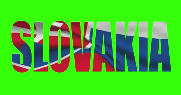 Eslováquia País Lettering Texto Palavra Com Bandeira Acenando Animação Tela — Vídeo de Stock