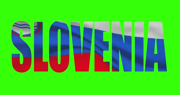 Eslovénia País Lettering Palavra Texto Com Bandeira Acenando Animação Tela — Vídeo de Stock