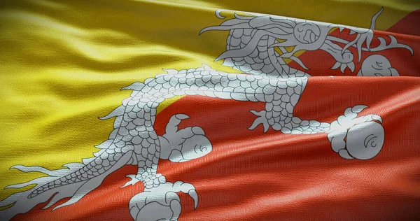 Butan Ulusal Bayrak Arkaplan Illüstrasyonu Ülkenin Sembolü — Stok fotoğraf
