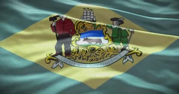 Bandera Del Estado Delaware Ondeando Fondo Fondo — Vídeos de Stock