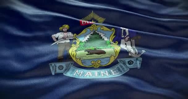 Maine Bandiera Stato Sventola Sfondo Sullo Sfondo — Video Stock