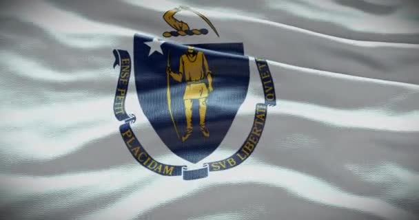 Hintergrund Weht Die Flagge Des Staates Massachusetts Hintergrund — Stockvideo