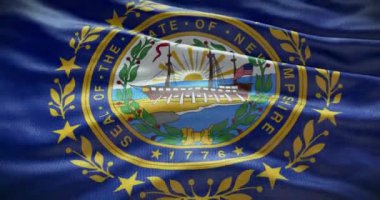 New Hampshire eyaletinin bayrak sallama geçmişi. 4K arkaplan.