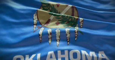 Oklahoma eyaletinin bayrak sallama geçmişi. 4K arkaplan.