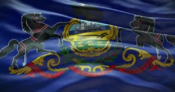 Флаг Пенсильвании Размахивает Фоном Фон — стоковое видео