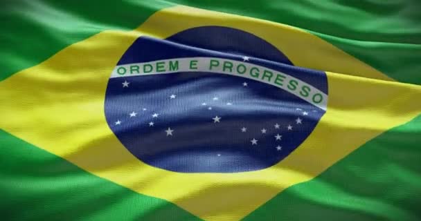 Bandeira Brasil Bandeira Nacional País Acenando — Vídeo de Stock