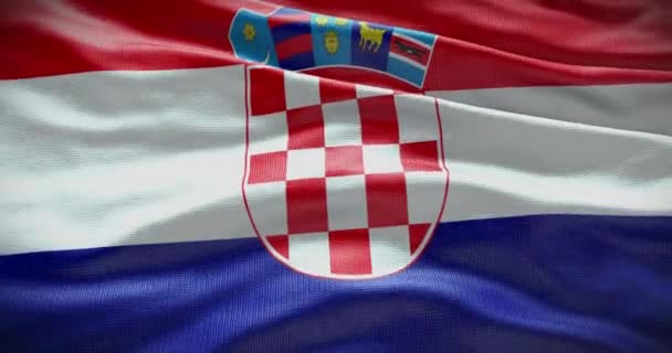 Хорватія Тлі Прапора Державний Прапор Країни Махає — стокове відео