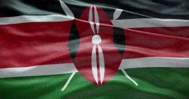 Kenya ulusal bayrağı sallanıyor arka plan, 4k animasyon.