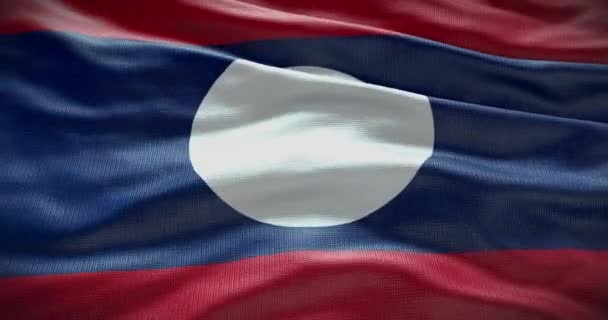 Bandera Nacional Laos Ondeando Fondo Animación Fondo — Vídeo de stock