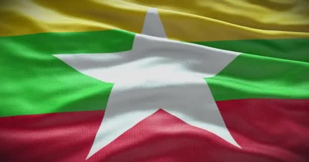 Bandeira Nacional Mianmar Acenando Fundo Animação Fundo — Vídeo de Stock