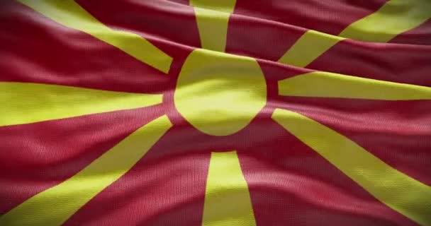 Nordmakedonien Nationalflagge Schwenkend Hintergrund Hintergrund Animation — Stockvideo