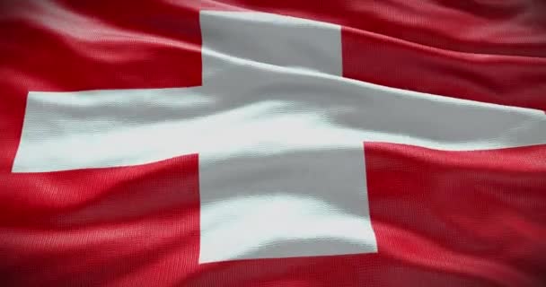 Svájc Nemzeti Zászló Hullámzó Háttér Háttér Animáció — Stock videók